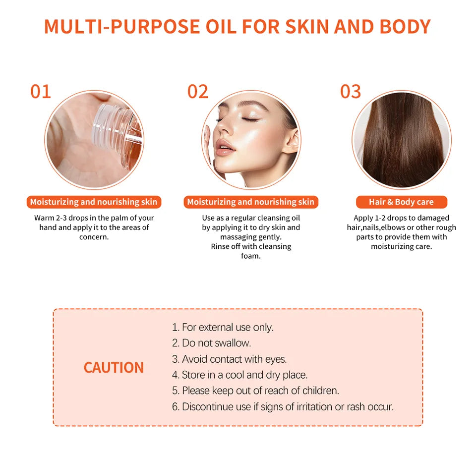 Skincare Oil Vitamin E Skin Care essence Body Oil for Scars Pregnancy Marks Facial Body Moisturizing Oil For All Skin Types - She Vibess By C2P