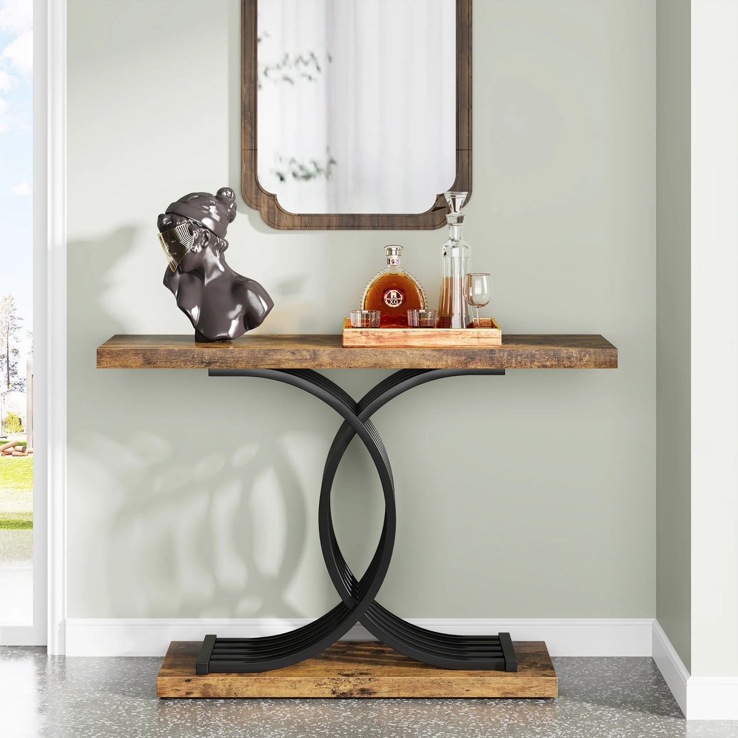 Tribesigns Gold Entryway Table, Modern 39-Inch Console Faux Marble Narrow Wood Sofa with Geometric Metal Legs - She Vibess By C2P