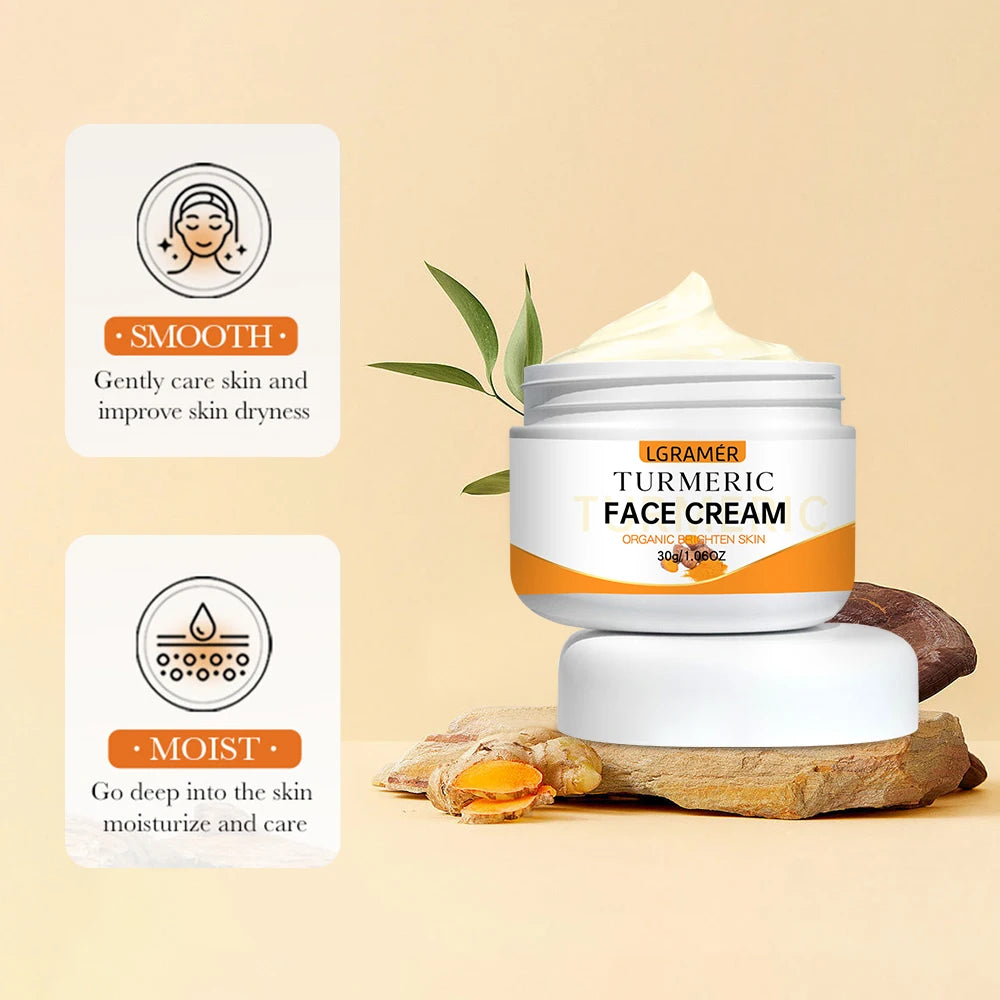 Turmeric Whitening Face Cream Wrinkle Removal Lighten Fine Lines Makes Skin Look More Youthful Birghten Moisturize Facial Care - She Vibess By C2P