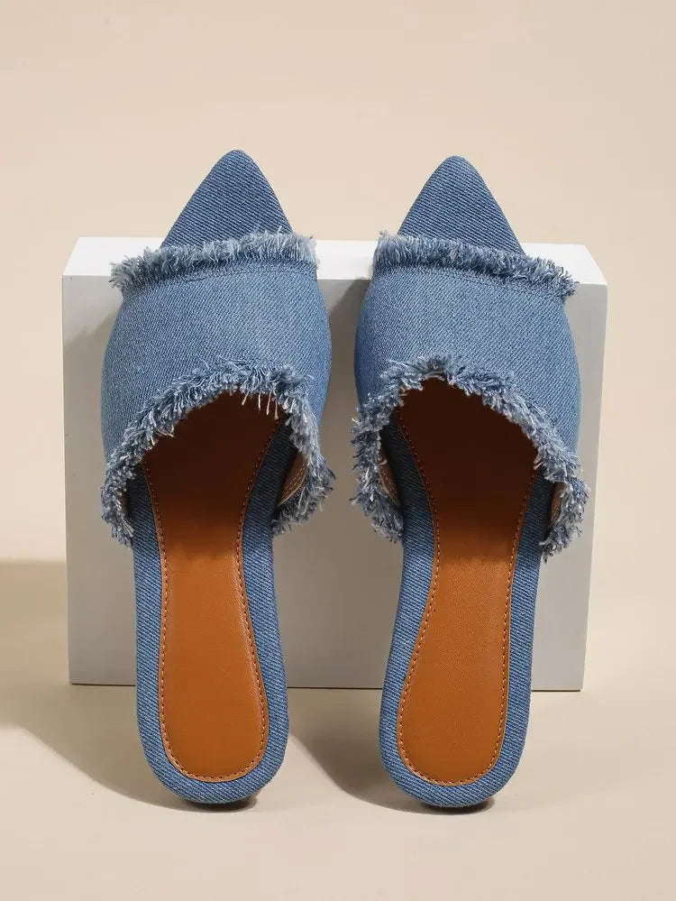 Women Flats Cowboy Slippers Fashion Beach Dress Shoes Summer Femme Pointed Toe Flip Flops New Casual Slides Zapatos Mujer - She Vibess By C2P