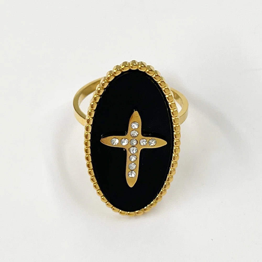 Stainless Steel Rings Open Rings For Women Rings Wide Ring Colorful Geometry Chain Female Rings Jewelry Party Gift Wholesale - She Vibess By C2P