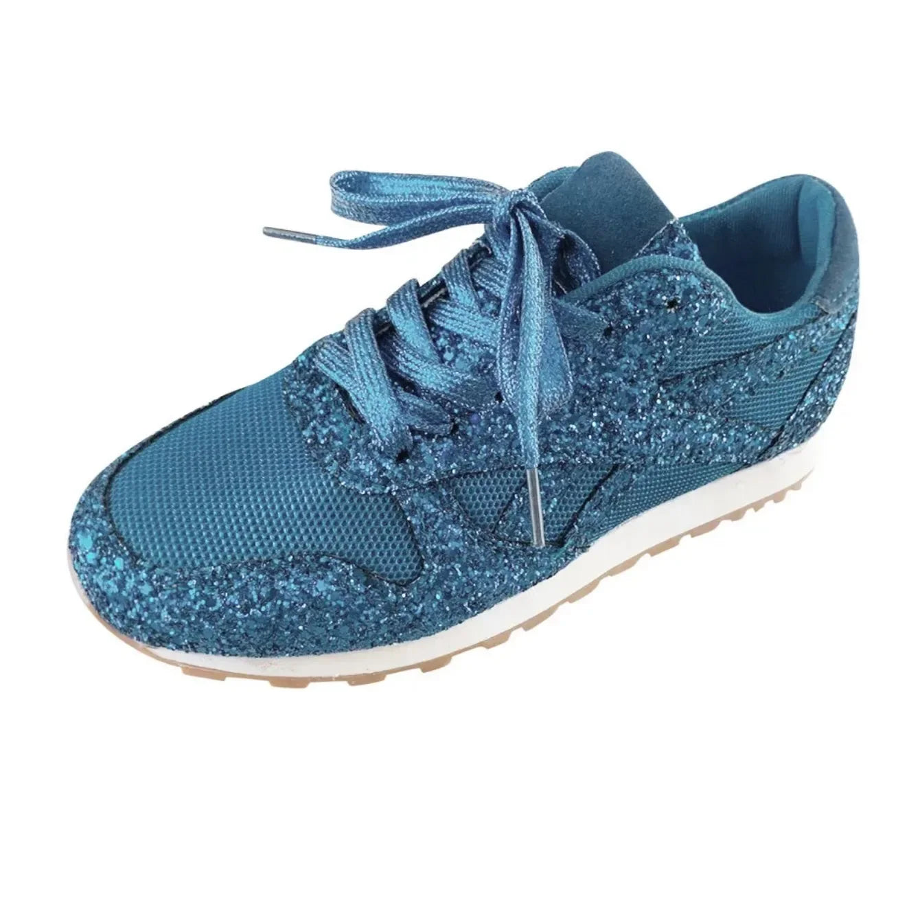 2024 New Women Flat Sneakers Casual Bling Vulcanized Shoes Women Mesh Lace Up Platform Plus Size Fashion Outdoor Woman Shoes - She Vibess By C2P