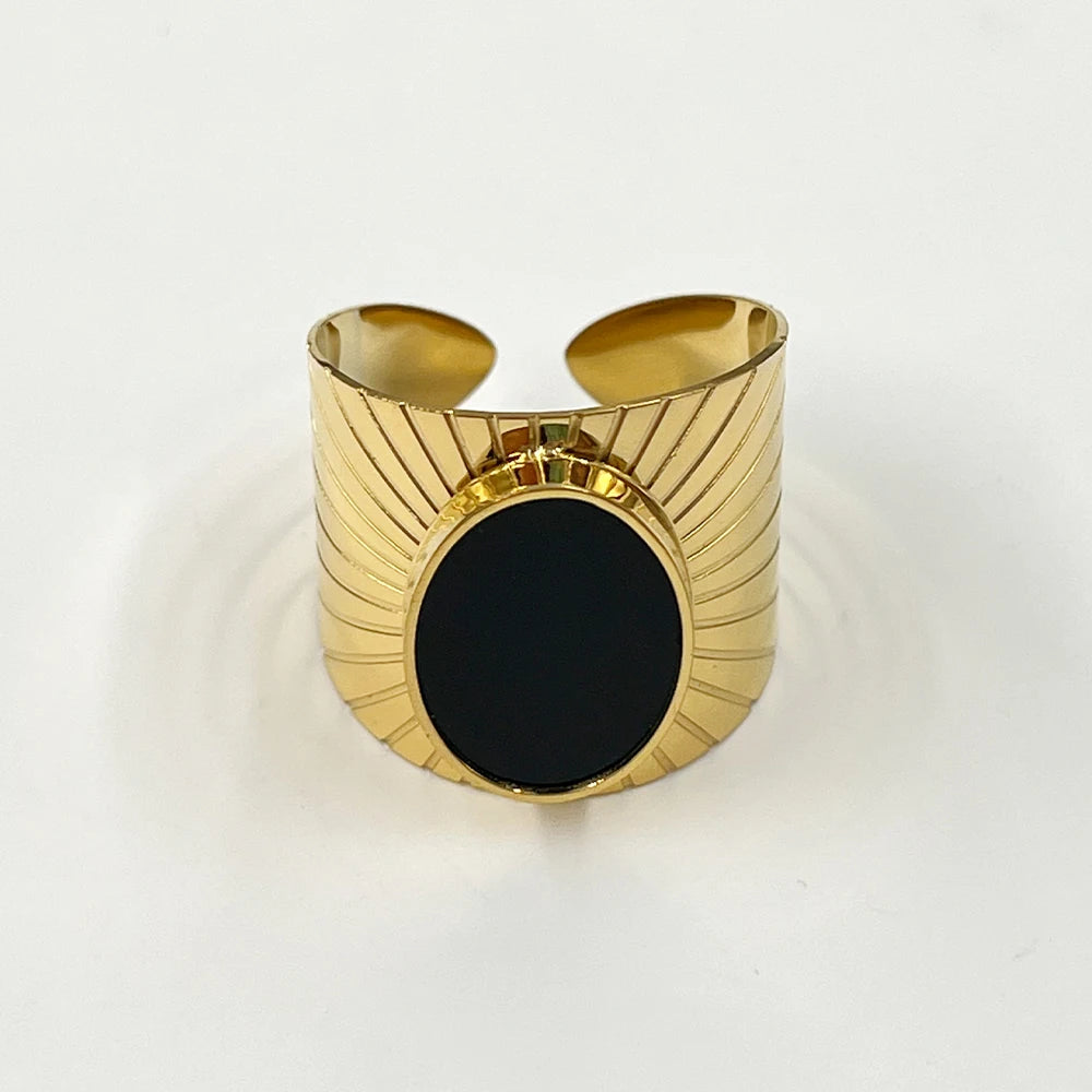 Stainless Steel Rings Open Rings For Women Rings Wide Ring Colorful Geometry Chain Female Rings Jewelry Party Gift Wholesale - She Vibess By C2P