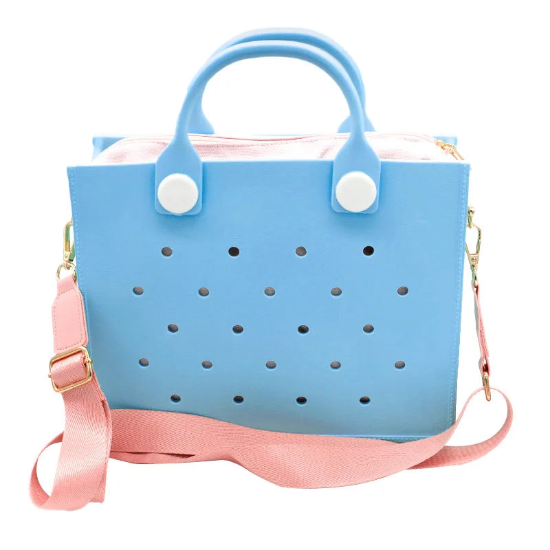 EVA Large Leather Shoulder Bag Handbag Tote Bag Storage for Women Casual Waterproof Beach Bag Hole Fit Charm Fashion Storage Bag - She Vibess By C2P