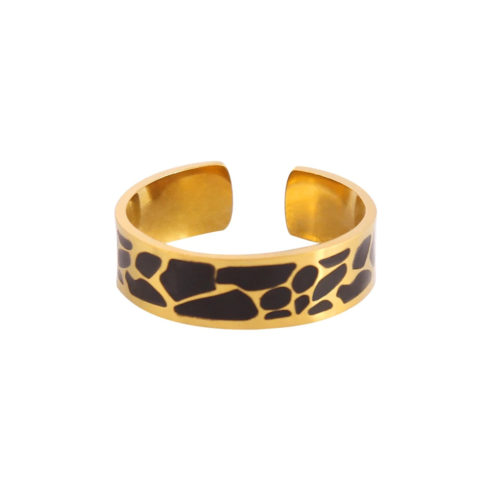 Stainless Steel Rings Open Rings For Women Rings Wide Ring Colorful Geometry Chain Female Rings Jewelry Party Gift Wholesale - She Vibess By C2P
