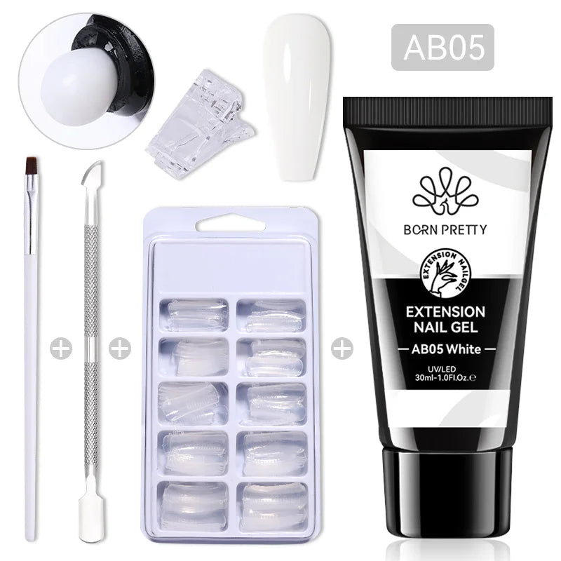 BORN PRETTY 30ml Glitter Acrylic Gel Finger Extension Nail Polish Silver Pink Extension Gel Polish Soak Off Nail Slip Solution - She Vibess By C2P