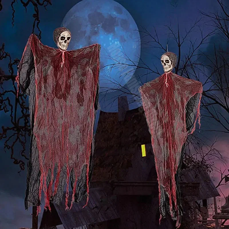 Scary Halloween Hanging Ghost Skull Halloween Party Decoration Hanging Grim Reaper Garden Bar Haunted House Skeleton Prop - She Vibess By C2P