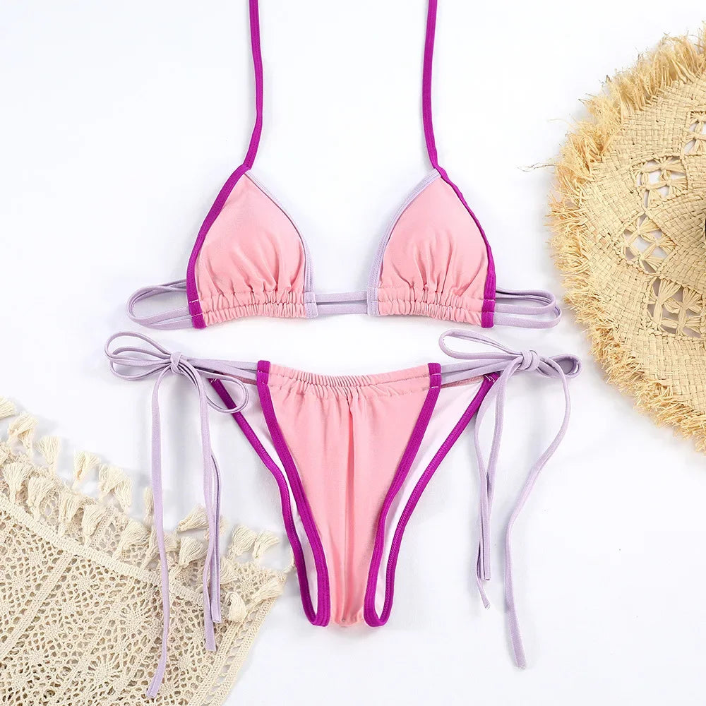 2024 New Style Women's Bikini Set Open-Back Sexy Printed Tie-Up Two-Piece Swimsuit From China Fashionable and Young Style - She Vibess By C2P