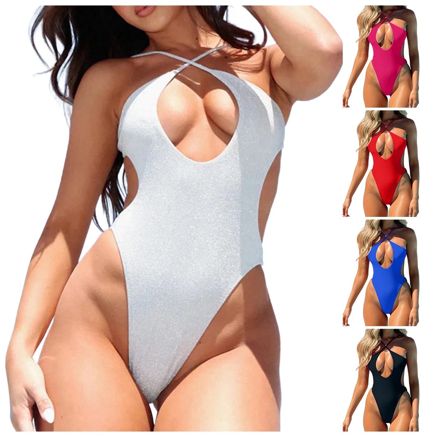 Women'S Sexy Bathing Suit Cut Out Backless Monokini Swimsuits Bottoms Full Coverage Maternity Bikini Swimsuits Female Bandeau - She Vibess By C2P
