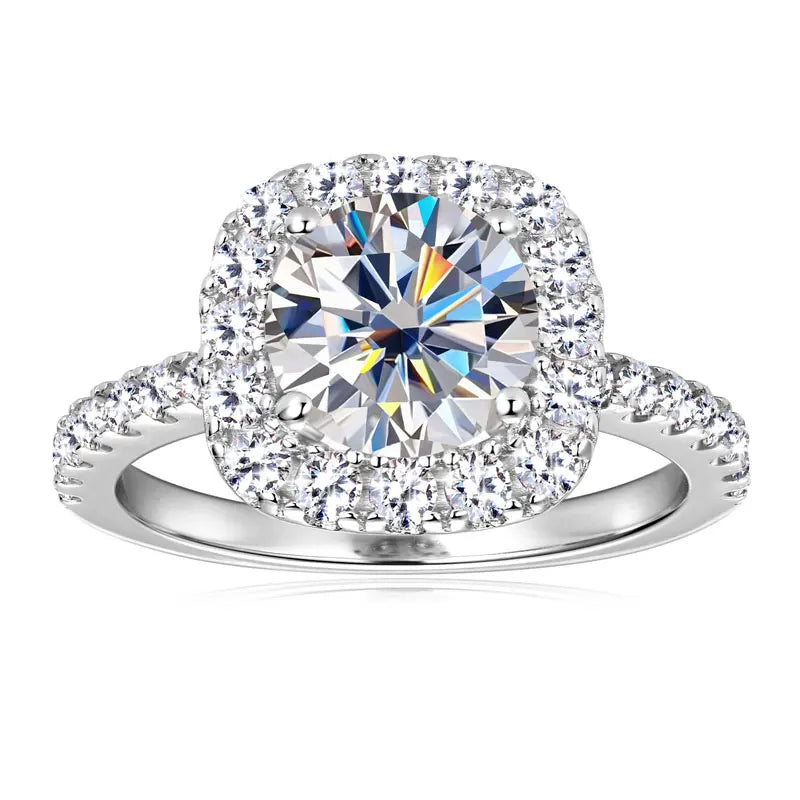 Lnngy 8mm 2ct Moissanite Halo Ring Certified 925 Sterling Silver Engagement Rings For Women Girls Wedding Party Jewelry Gift - She Vibess By C2P