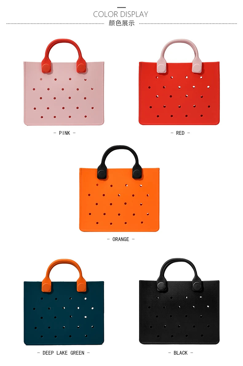 EVA Large Leather Shoulder Bag Handbag Tote Bag Storage for Women Casual Waterproof Beach Bag Hole Fit Charm Fashion Storage Bag - She Vibess By C2P
