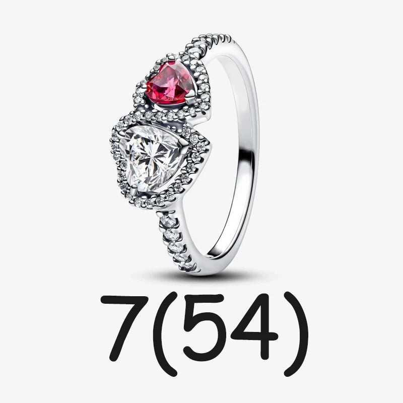 New in Rings Colorful Zircon Shining Red Heart-shaped Jewelry Sets Double Heart Classic Ring Necklace Earrings Luxury Jewelry - She Vibess By C2P