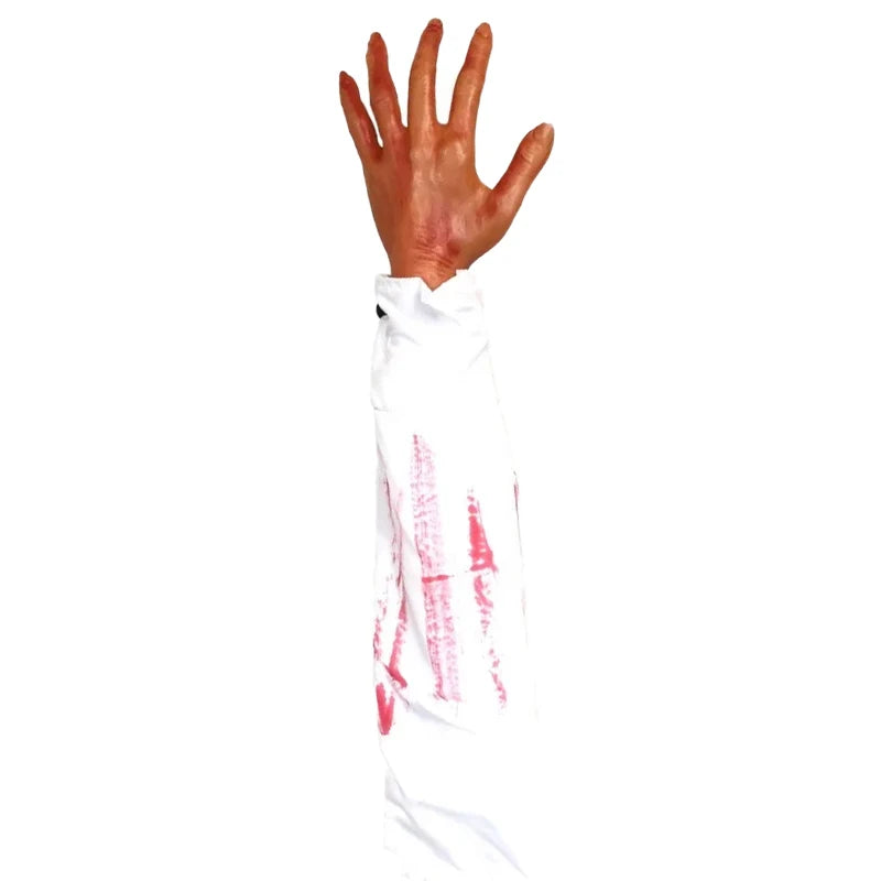 2025 Halloween Fake Human Arm Plastic Hands Bloody Dead Body Parts Outdoor Haunted House Scary Props Halloween Decorations - She Vibess By C2P