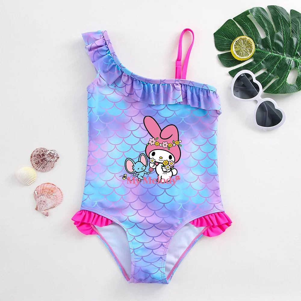 My Melody Girls Tankini Swimsuits Summer Beach wear Kids Wear Bathing Suits Children's Bikini Dresses Swimsuits Fashion Mermaid - She Vibess By C2P