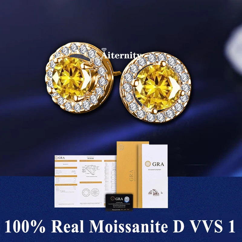 2 GRA Certificates S925 Sterling Silver Stud Earrings For Women And Men 100% Real Moissanite Pass Diamond Test Pen Fine Jewelry - She Vibess By C2P