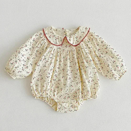 2024 New Autumn Christmas Newborn Baby Girls Long Sleeved Cotton Splicing Infant Baby Jumpsuit 0-24M Children Clothes - She Vibess By C2P