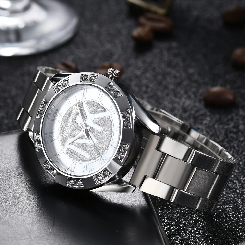 Luxury Women's Watch Fashion 2025 Diamonds TVK Quartz Watch Business Stainless Steel Gold Ladies Clock Gift Wristwatch - She Vibess By C2P