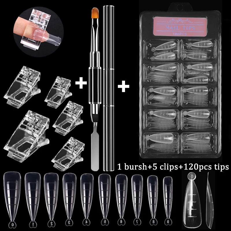 100Pcs/Box Nail Tips Full Set Acrylic Fake Finger UV Gel Polish Quick False Nails Tip Manicure Tools Nail Art DIY Tools Kit - She Vibess By C2P