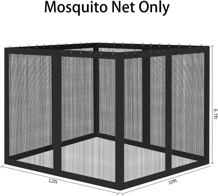 10' x 12' Outdoor Mesh Netting Screen 4-Panel Sidewall with Zipper Gazebo Universal Replacement Mosquito Netting - She Vibess By C2P