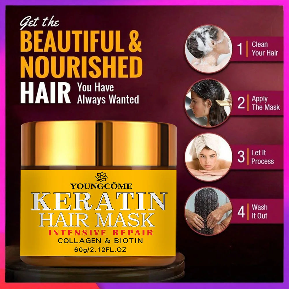 Hair Repairs Hair Mask Biotin Collagen Keratin Treatment Hairs Conditioner Hair Essential Oil Nourishing for Dry Damaged - She Vibess By C2P