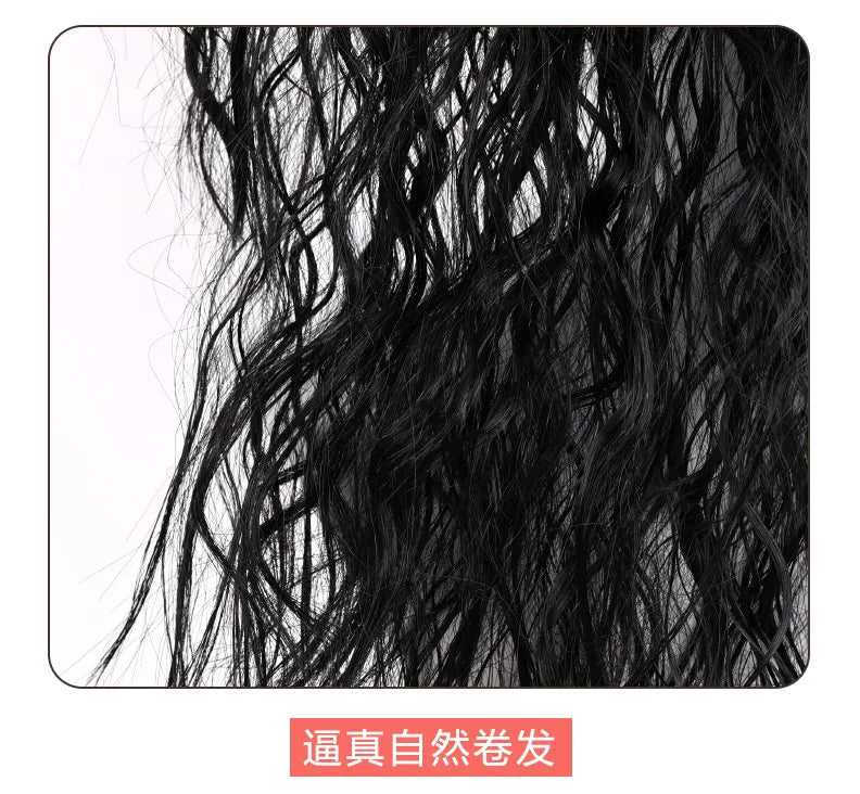 MJ Michael Cosplay Black Wig Jackson Michael Role Play Medium Long Curly Black Hair Pigtail Wig Halloween Cos Wigs + wig cap - She Vibess By C2P