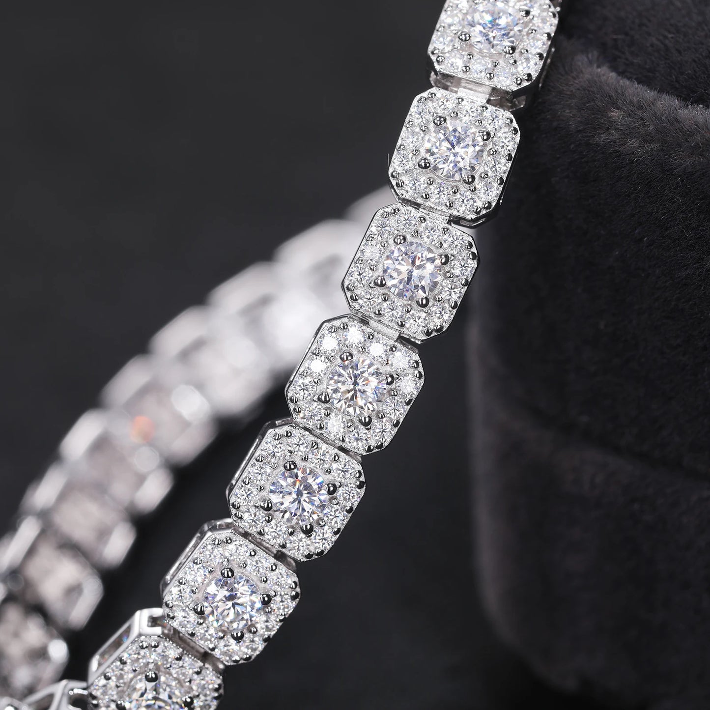 Iced Out Moissanite Halo Tennis Bracelet for Women Men S925 Sterling Silver 18k Gold Plated Jewelry with GRA Bracelets Gifts - She Vibess By C2P