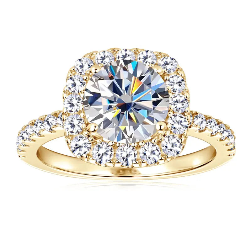 Lnngy 8mm 2ct Moissanite Halo Ring Certified 925 Sterling Silver Engagement Rings For Women Girls Wedding Party Jewelry Gift - She Vibess By C2P