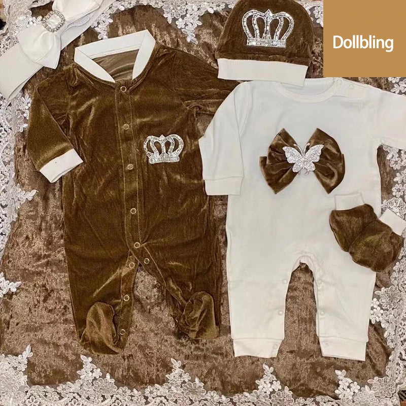 Velvet Newborn Baby Boy Outfits Blazer Vest Kids Clothing Cotton Infant Products Body Suit Shirt Pants Mittens Receiving Blanket - She Vibess By C2P