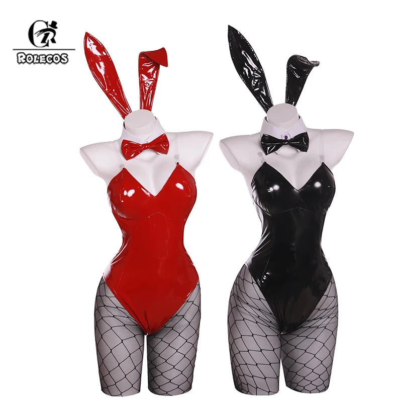 ROLECOS Game Red Black Bunny Suit Women Elastic Leather Fabric Sexy Cosplay Suit Halloween Christmas Jumpsuits-I’m Over 21 - She Vibess By C2P