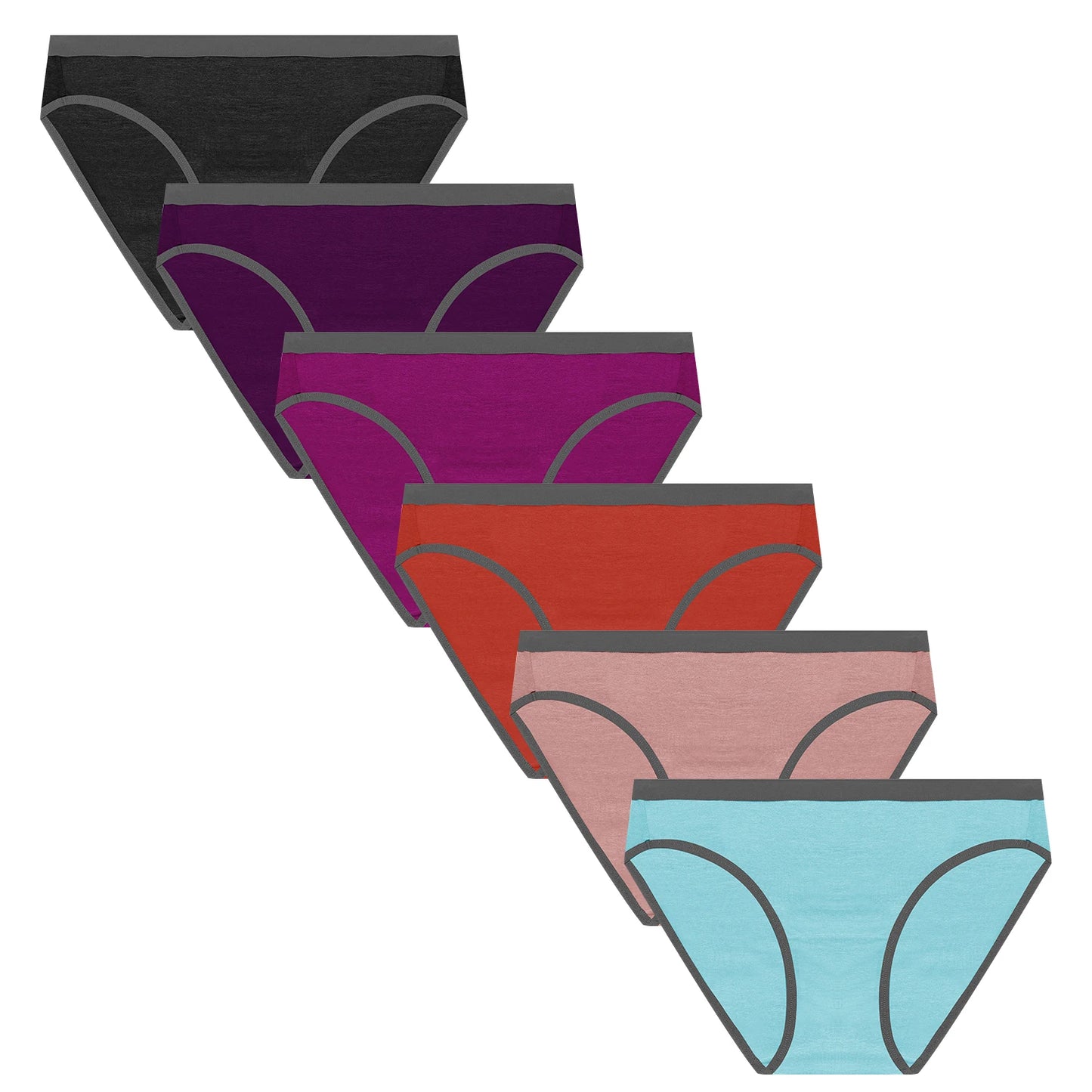 Molasus 6PCS Women High Cut Bikini Panties Breathable & Healthy Cotton Underwear Ladies No Ride Up Underpants Large Size - She Vibess By C2P