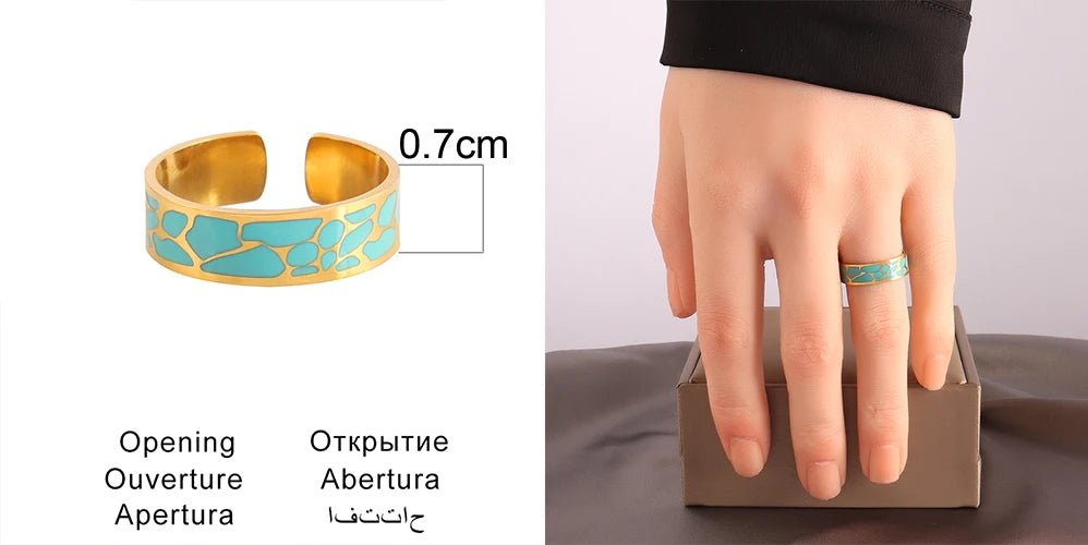 Stainless Steel Rings Open Rings For Women Rings Wide Ring Colorful Geometry Chain Female Rings Jewelry Party Gift Wholesale - She Vibess By C2P