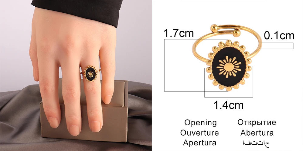 Stainless Steel Rings Open Rings For Women Rings Wide Ring Colorful Geometry Chain Female Rings Jewelry Party Gift Wholesale - She Vibess By C2P