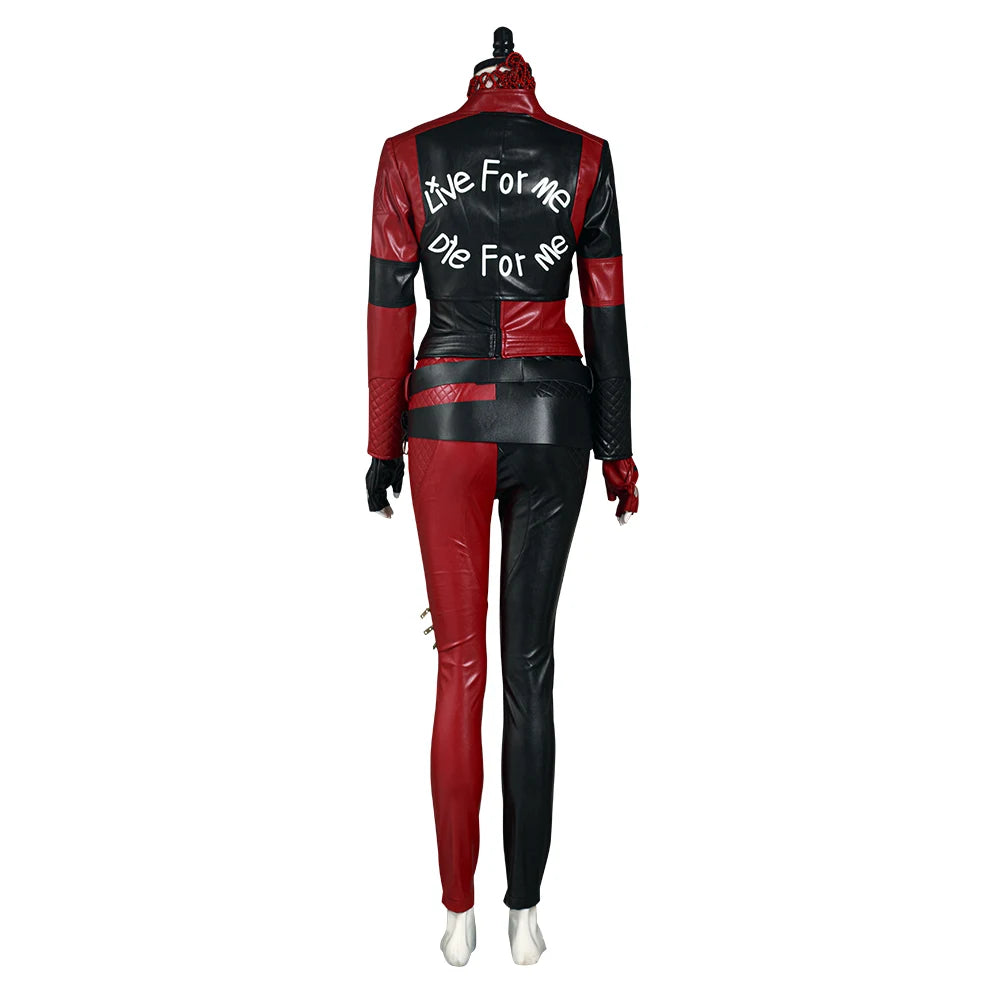 Movie Super Villain Fantasy Female Quinzel Cosplay Costume Black Red Jacket Coat Pants Women Halloween Carnival Disguise Suit-I’m Over 21 - She Vibess By C2P