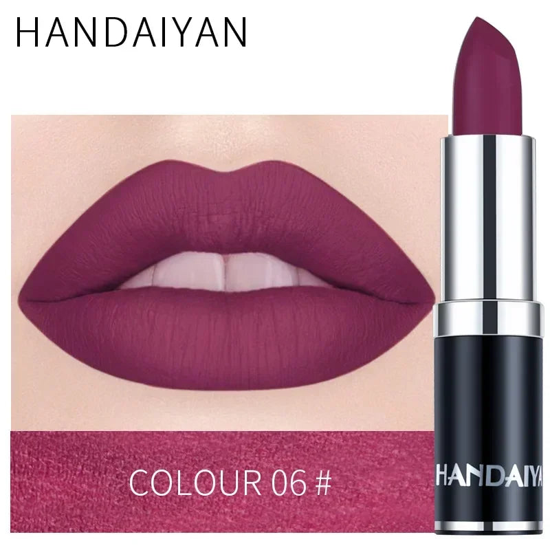 Matte Pink Velvet Lipstick Sexy Nude Red Brown Purple Lipgloss Gloss Velvety Lipstick Waterproof Makeup Long Lasting Lipstick - She Vibess By C2P