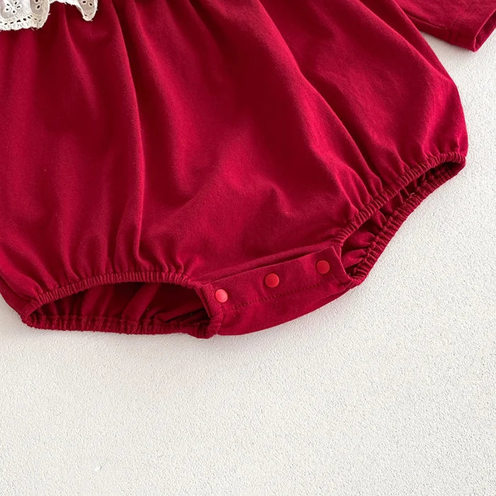 2024 New Autumn Christmas Newborn Baby Girls Long Sleeved Cotton Splicing Infant Baby Jumpsuit 0-24M Children Clothes - She Vibess By C2P