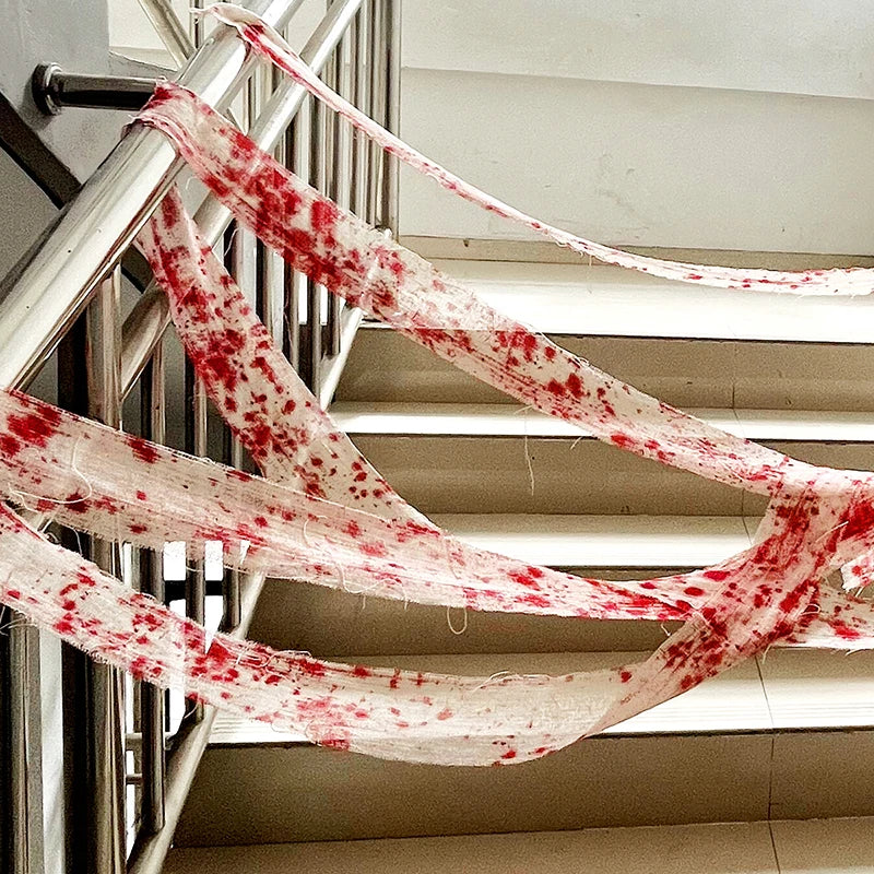 3/5m Halloween Bloody Cloth Strips Blood Gauze Bandage Haunted House Secret Room Horror Party Halloween Scene Decoration Props - She Vibess By C2P