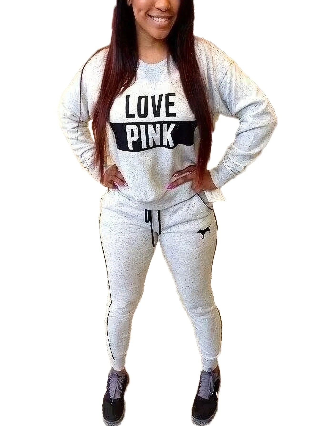 Fashion New Sweatshirts Women Sportswear Printed Letter Spring Tracksuits Long-sleeve Casual Sport Costumes Mujer 2 Piece Set - She Vibess By C2P