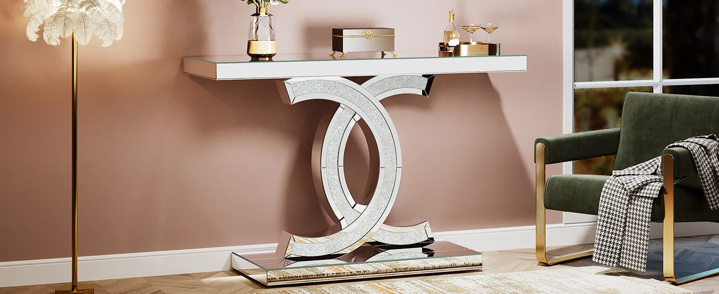 Tribesigns Gold Entryway Table, Modern 39-Inch Console Faux Marble Narrow Wood Sofa with Geometric Metal Legs - She Vibess By C2P