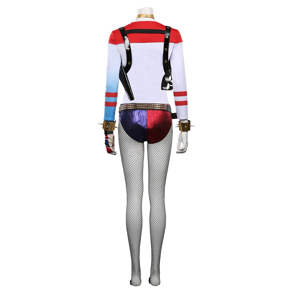 Movie Super Villain Fantasy Female Quinzel Cosplay Costume Black Red Jacket Coat Pants Women Halloween Carnival Disguise Suit-I’m Over 21 - She Vibess By C2P