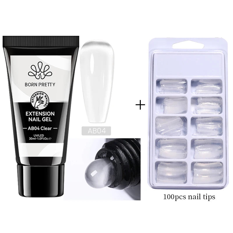 BORN PRETTY 30ml Glitter Acrylic Gel Finger Extension Nail Polish Silver Pink Extension Gel Polish Soak Off Nail Slip Solution - She Vibess By C2P