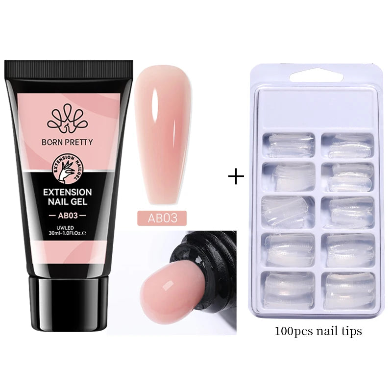 BORN PRETTY 30ml Glitter Acrylic Gel Finger Extension Nail Polish Silver Pink Extension Gel Polish Soak Off Nail Slip Solution - She Vibess By C2P