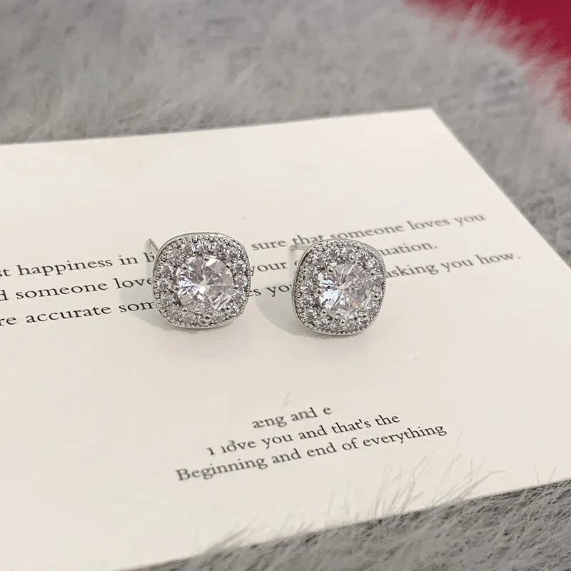 Zircon Round Pearl Earrings for Women Personality Irregular Stud Earring Temperament High Sense Simple Jewelry Wedding Girl - She Vibess By C2P