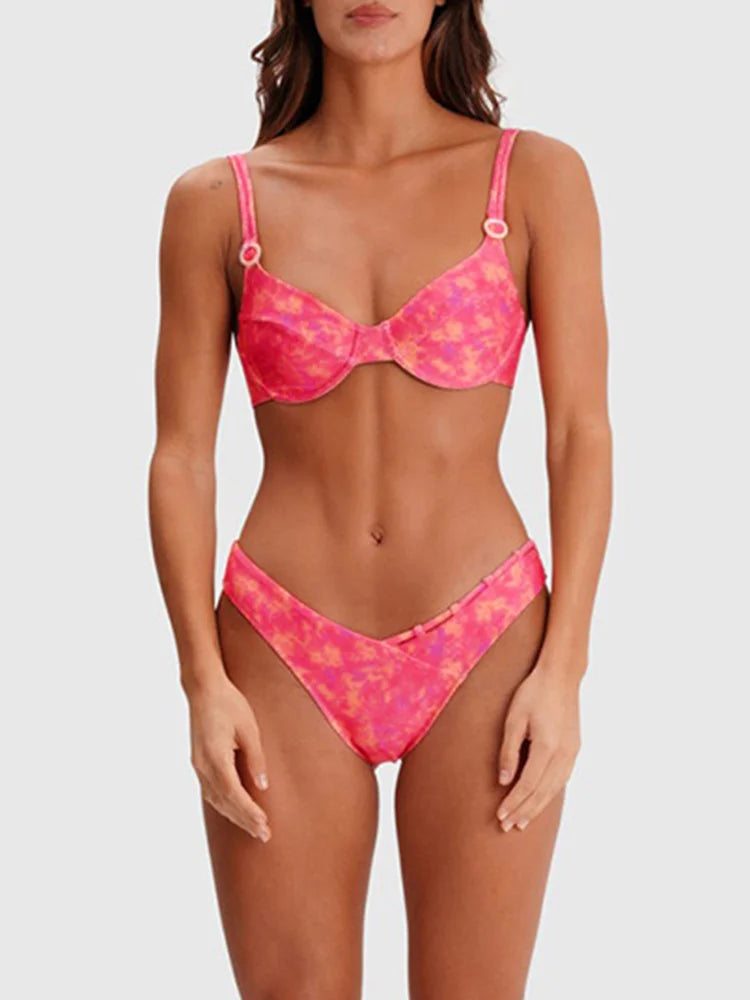 Printed Bikini Sets Sexy Two Piece Suit Low Waist Swimwear 2025 Swimsuits Women's Bikini Summer Bathsuit High Cut Swimsuits - She Vibess By C2P