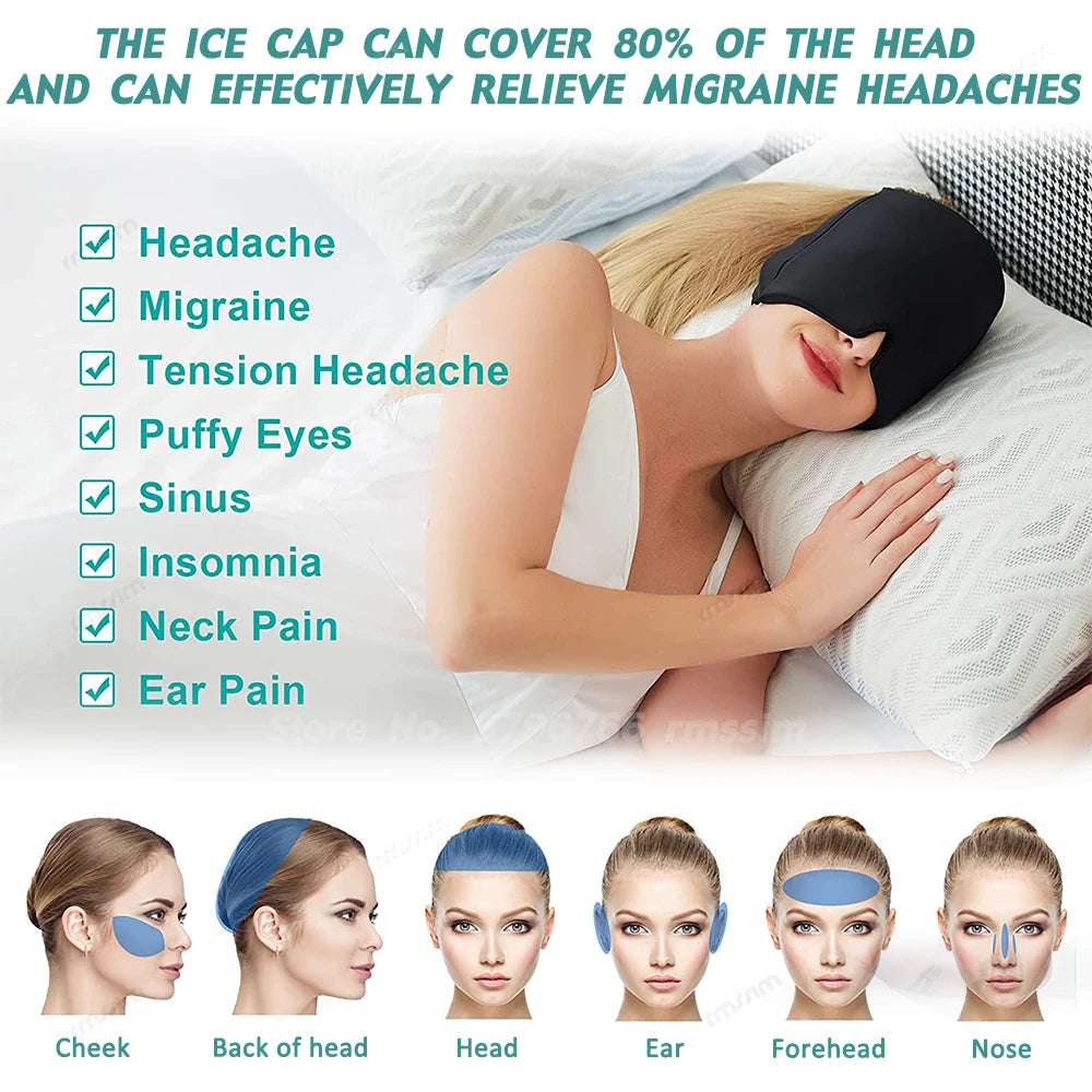Migraine Relief Hat headache hat Gel Hot Cold Therapy Ice Cap For Relieve Pain Ice Hat Eye Mask Stress Pressure Pain Relief - She Vibess By C2P