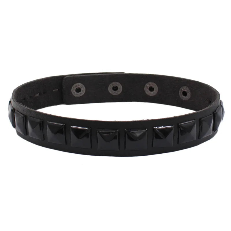 Anime Punk Rock Black Leather Choker Square Rivet Stud Collar Necklace For Women Men Girls Gothic Jewelry Cosplay Gift - She Vibess By C2P