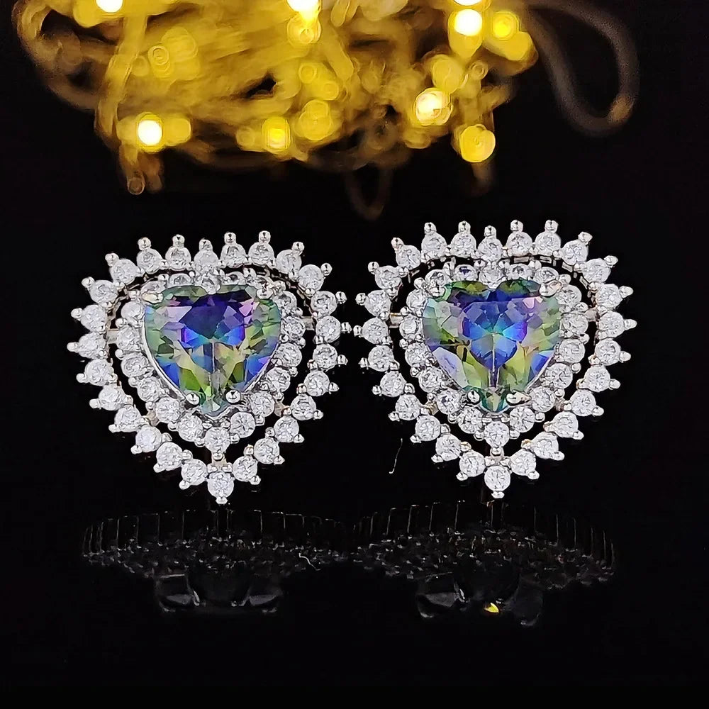 LXOEN Fashion White Clear 8mm Round Cubic Zircon Stud Earrings For Women Wedding Jewelry Trendy Crystal Earrings brinco Gift - She Vibess By C2P