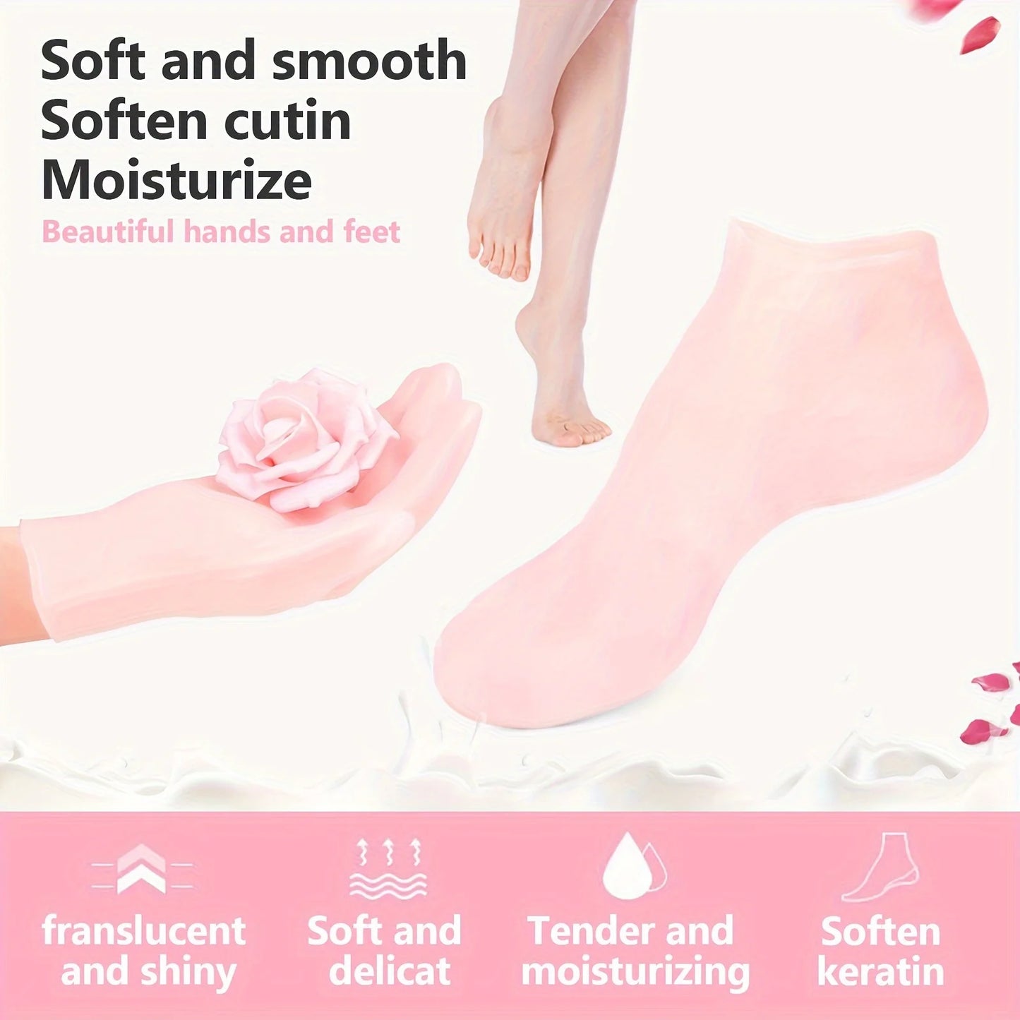 Silicone Skin Care 3-Piece Set - Reusable Moisturizing Mask Set, Gloves, Socks - For Face, Hands and Feet Dry, Cracked Skin, Set - She Vibess By C2P