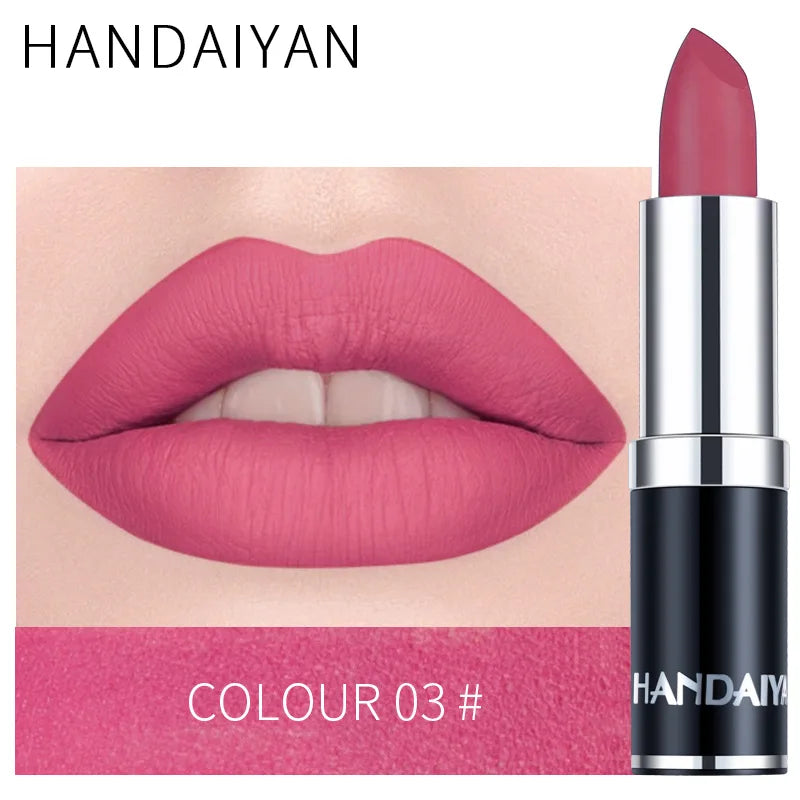 Matte Pink Velvet Lipstick Sexy Nude Red Brown Purple Lipgloss Gloss Velvety Lipstick Waterproof Makeup Long Lasting Lipstick - She Vibess By C2P