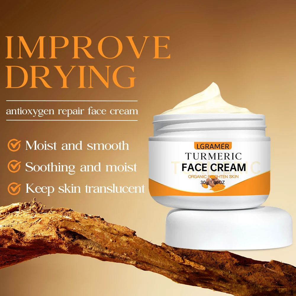 Turmeric Whitening Face Cream Wrinkle Removal Lighten Fine Lines Makes Skin Look More Youthful Birghten Moisturize Facial Care - She Vibess By C2P