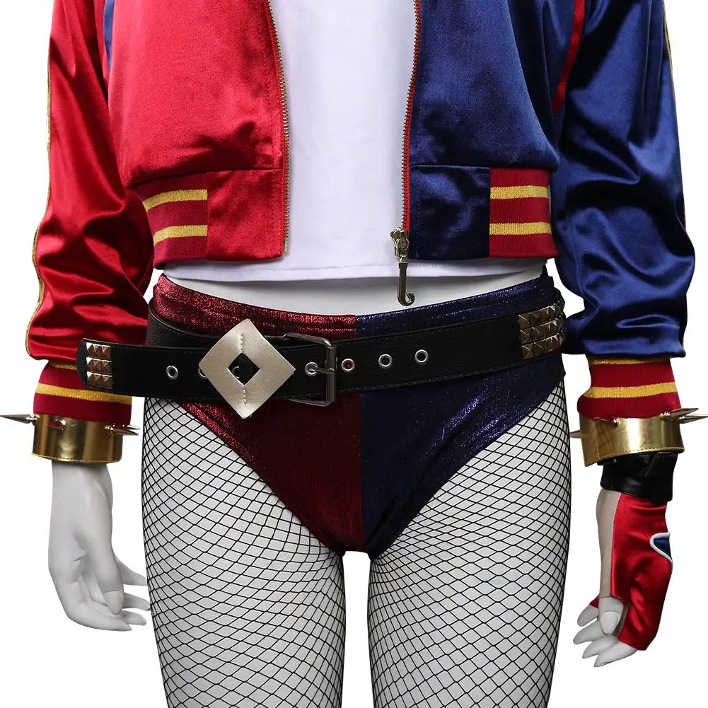 Movie Super Villain Fantasy Female Quinzel Cosplay Costume Black Red Jacket Coat Pants Women Halloween Carnival Disguise Suit-I’m Over 21 - She Vibess By C2P